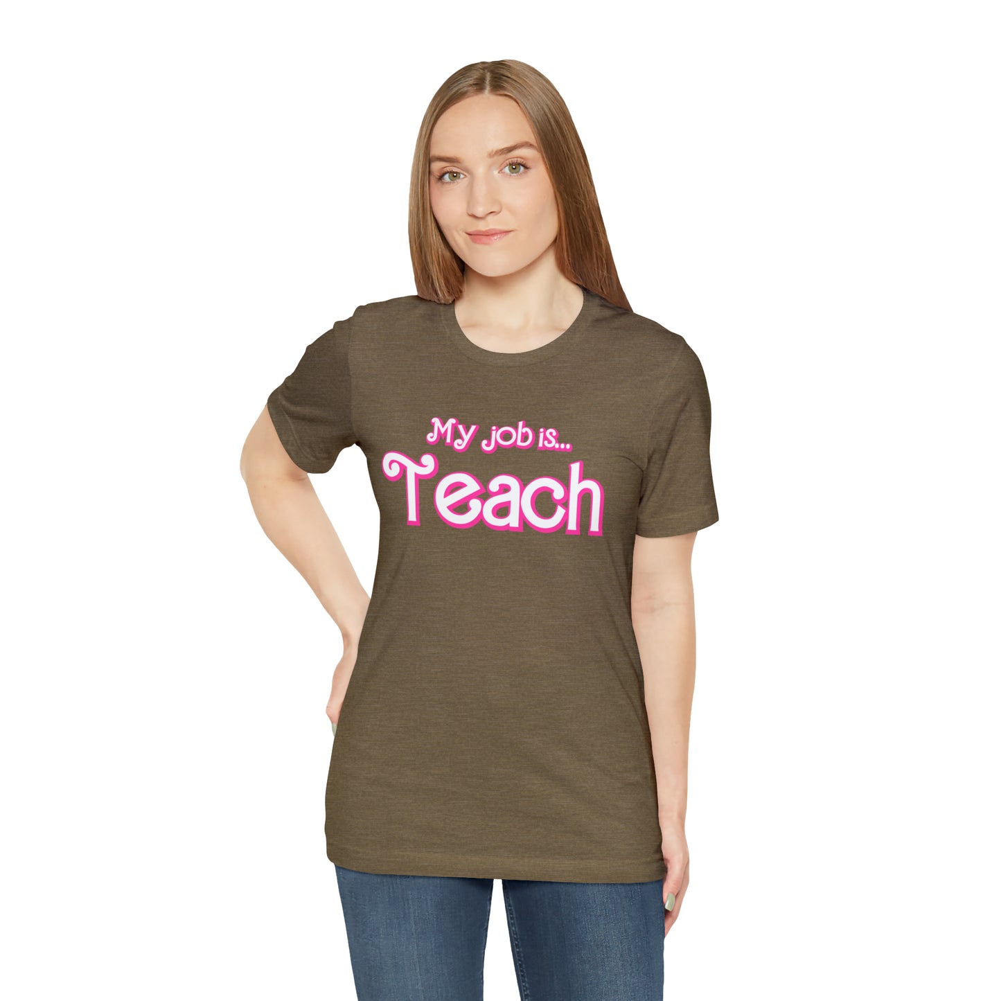 My Job is Teach Shirt, Pink Teacher Shirts, Trendy Teacher T Shirt, Retro Back to school, Teacher Appreciation, Checkered Teacher Tee, T734