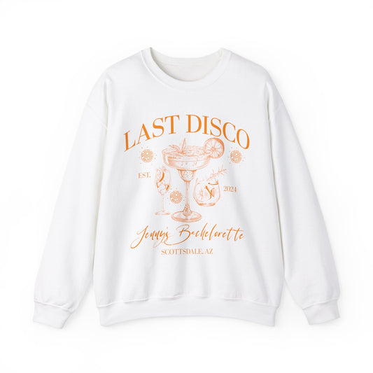 Last Disco Sweatshirt, Disco Bride Dancing Queens Sweatshirt, Custom Location Bridal Party Sweatshirt, Disco Bach Bride To Be Gifts, 1 S1565