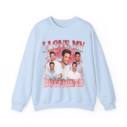 Custom I Love My Boyfriend Sweatshirt, Customized Photo Bootleg Rap Sweatshirt, Valentine Matching Couple Sweatshirt, SW1358