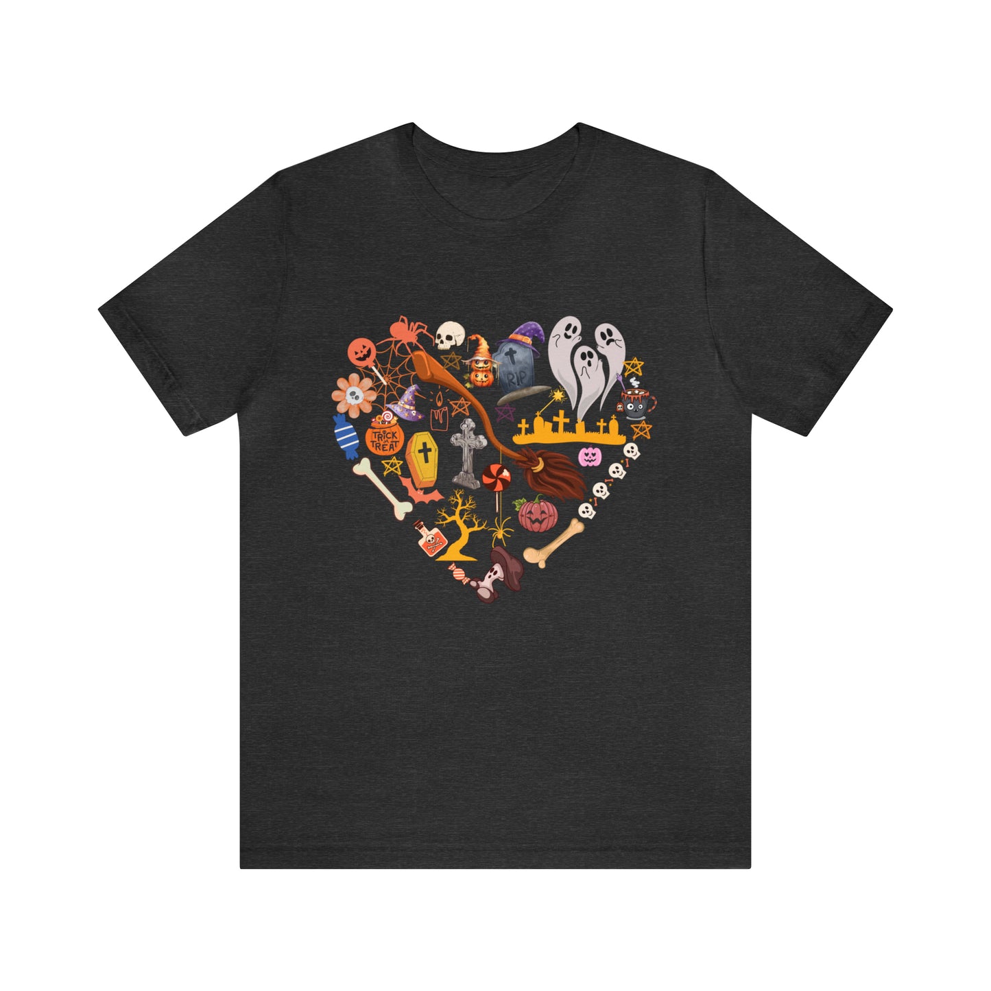 Halloween Heart Shirt, Skeleton Shirt, WitchCraft Shirt, Spooky Shirt, Halloween Shirt, Cute Halloween Gift , Ghost Lover Shirt, T682