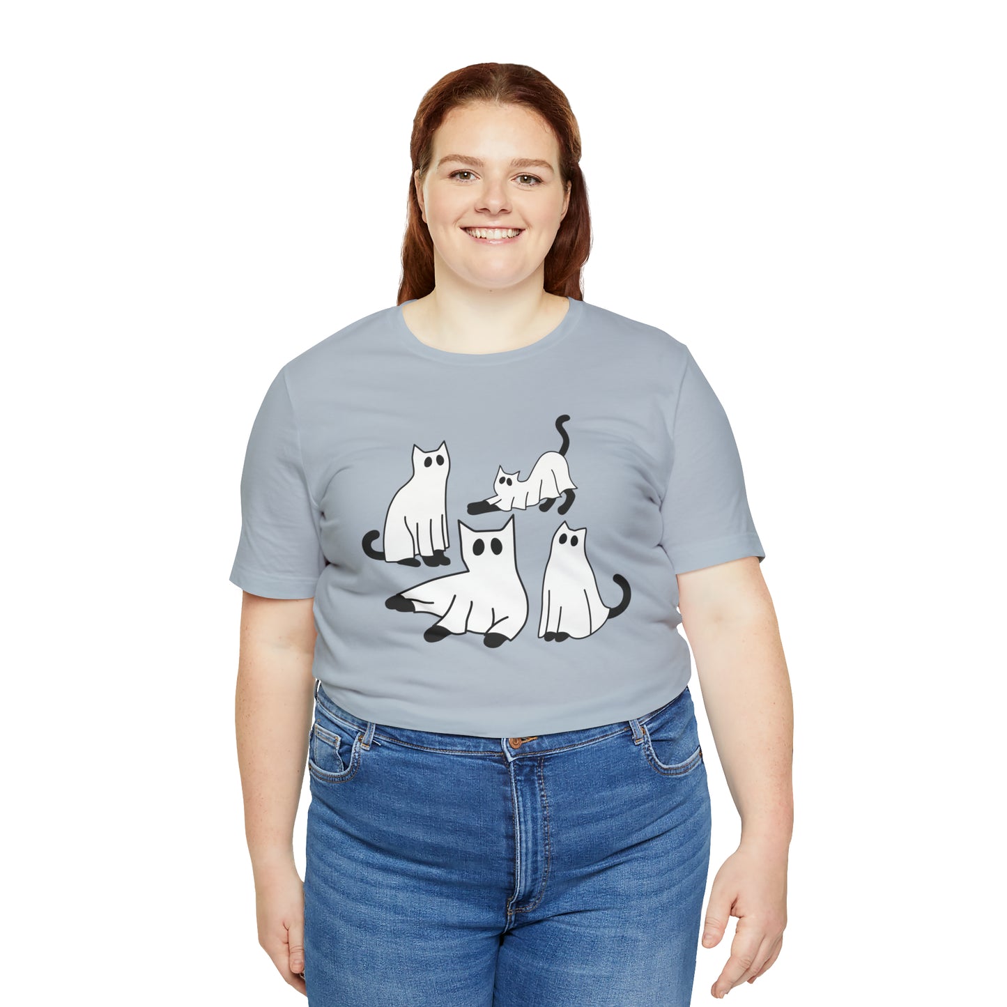 Cat Halloween tshirt, Ghost Halloween Shirt, Ghost Cat Shirt, Fall tshirt for Women, T525