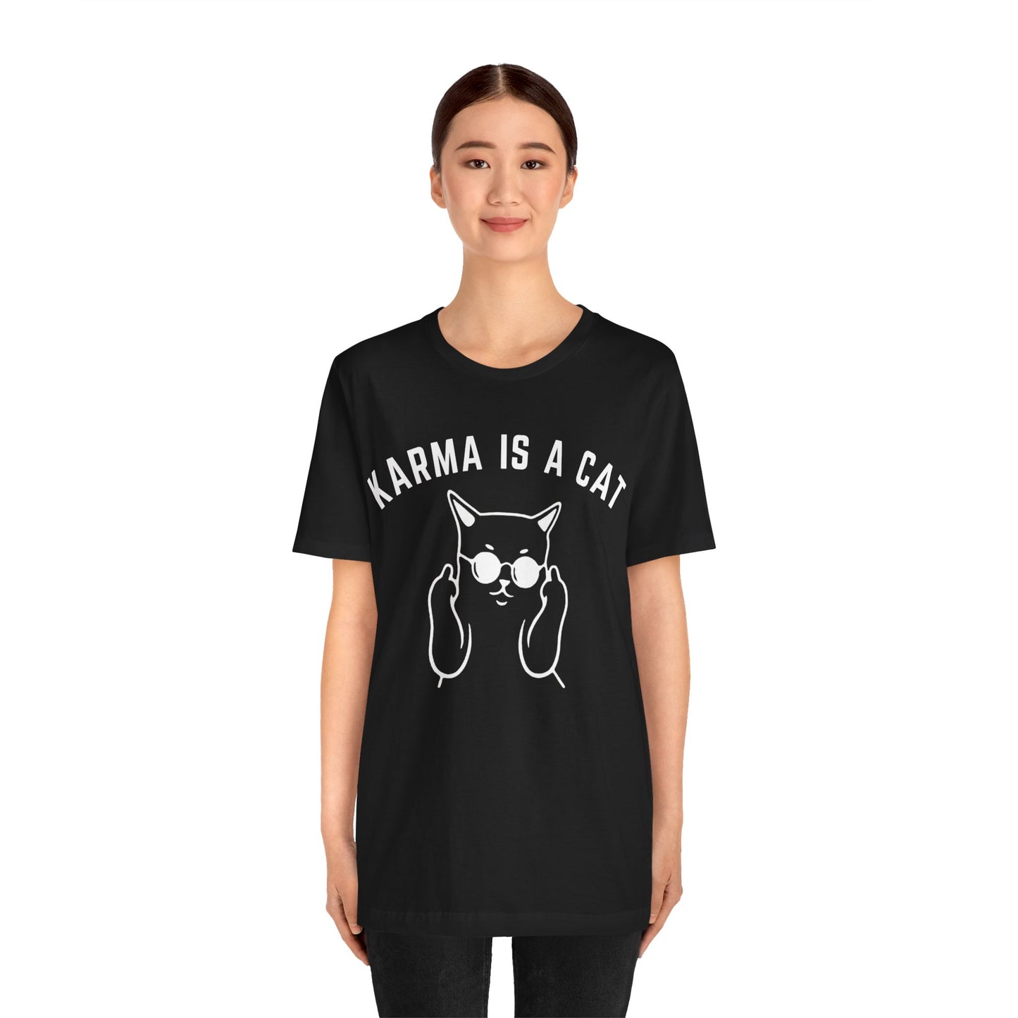 Karma Is A Cat Shirt, Funny Cat Shirt, Cat Mom Life Shirt, Cat Lover Shirt, Gift for Cat Mom, Shirt for Women, Oversized Shirt, T1113