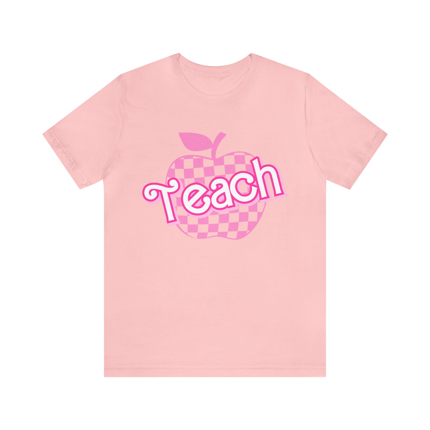 Pink Checkered Teacher Shirts, Trendy Teacher T Shirt, Retro Back to school, Teacher Appreciation, Apple Checkered Teacher Tee, T738