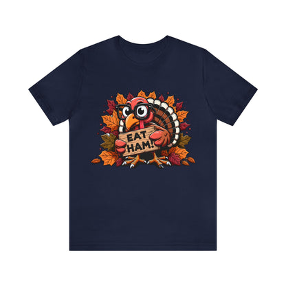 Cute Turkey Eat Ham shirt, Girls Thanksgiving T-shirt, Leopard Print Turkey Shirt, Thankful Shirt, Fall Shirt, Thanksgiving Food Shirt, T858