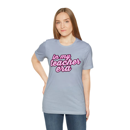 In My Teacher Era Shirt, 3D Teacher Pink Shirt, Teacher Shirts Trendy, Teacher Appreciation Checkered Teacher Tee, Gifts for Teachers, T781