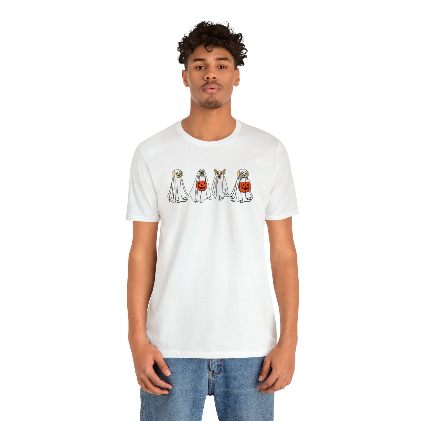 Dog Halloween Shirt, Fall T-shirts for Women, Ghost Halloween tshirt, Pumpkin T Shirt, Ghost Dog TShirt, T528