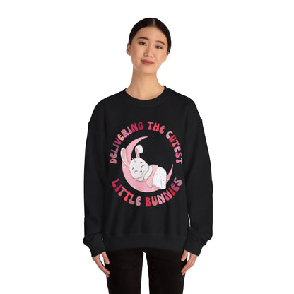 Delivering the Cutest Little Bunnies Sweatshirt, Labor and Delivery Easter Sweatshirt, L&D Shirt Catching Babies L and D Sweatshirt, S1551