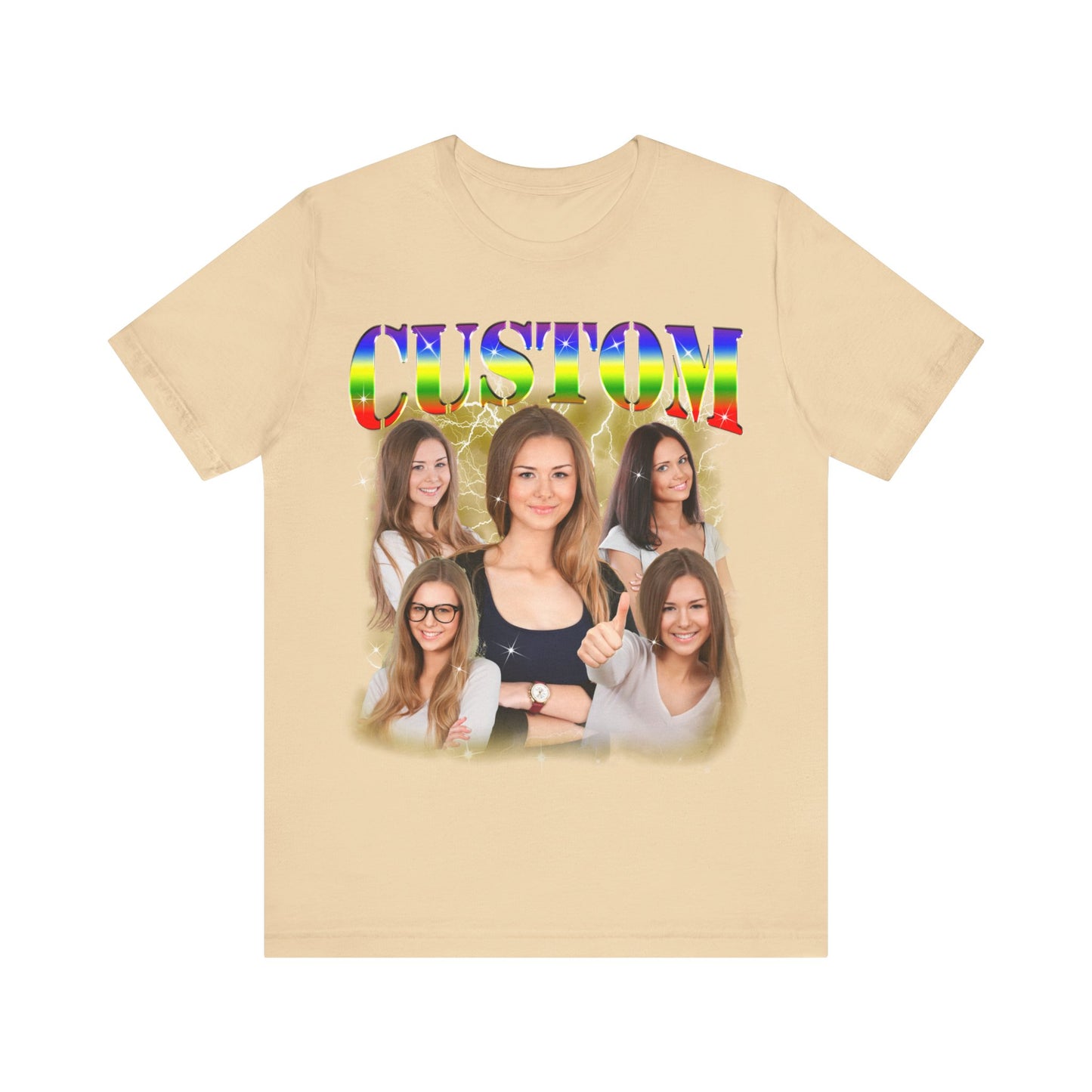 Custom Photo Bootleg Girlfriend Rainbow 90s Retro Vintage T-Shirt, Shirt with Face for Boyfriend Birthday Gift, Pictures Bootleg Tee, T1528
