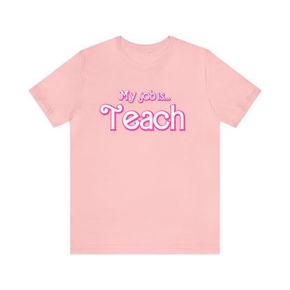 My Job is Teach Shirt, Pink Teacher Shirts, Trendy Teacher T Shirt, Retro Back to school, Teacher Appreciation, Checkered Teacher Tee, T734