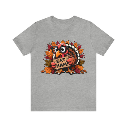 Cute Turkey Eat Ham shirt, Girls Thanksgiving T-shirt, Leopard Print Turkey Shirt, Thankful Shirt, Fall Shirt, Thanksgiving Food Shirt, T858