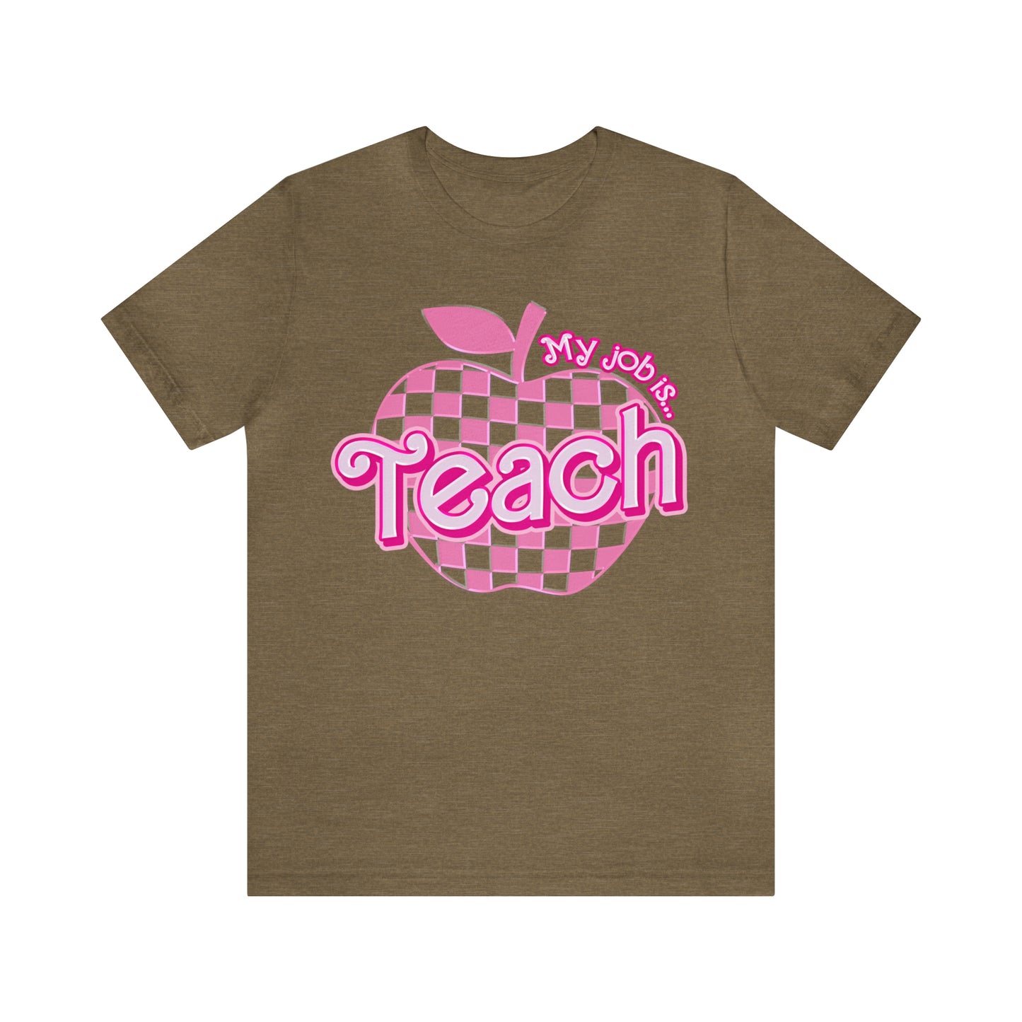 My Job is Teach Shirt, 3D Text Printer Pink Teacher Shirts, Trendy Teacher T Shirt, Retro Back to school, Teacher Appreciation, T803