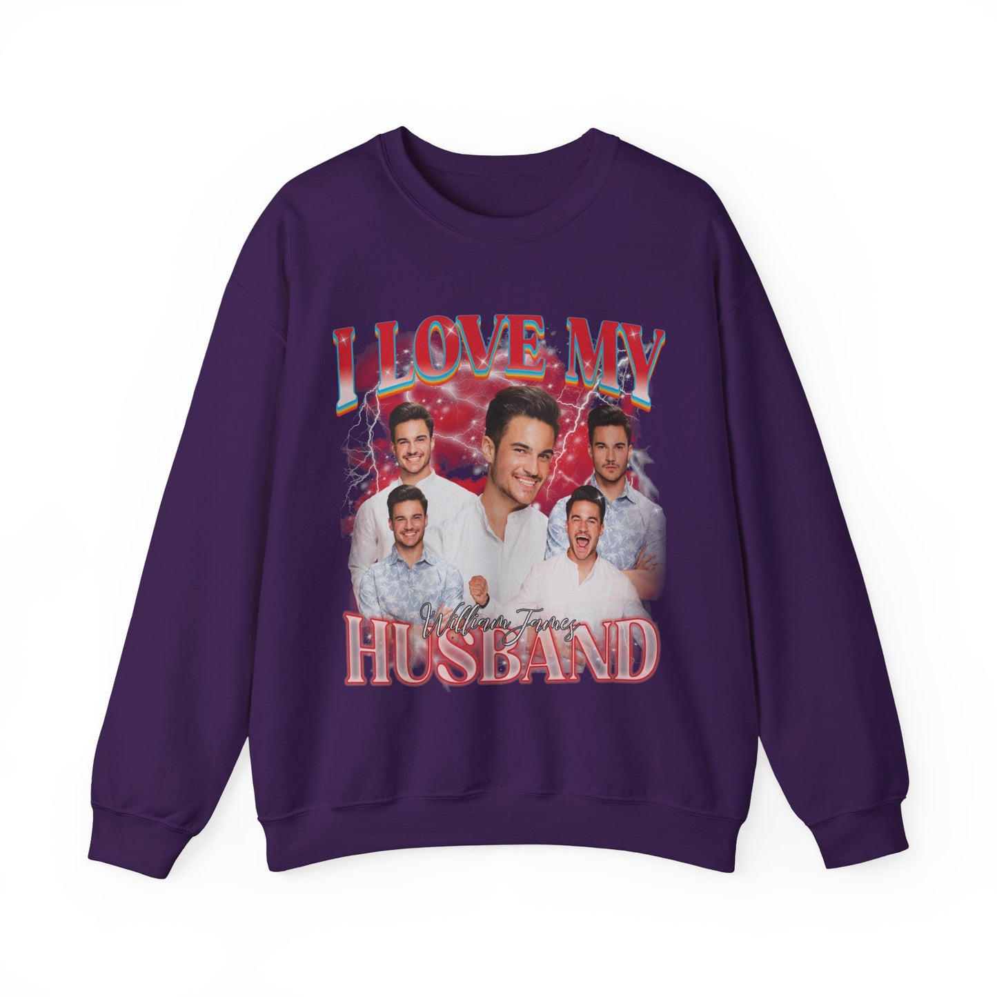 Custom I Love My Husband Sweatshirt, Customized Photo Bootleg Rap Tee, Valentine Matching Couple Sweatshirt, Custom Image Sweatshirt, SW1359