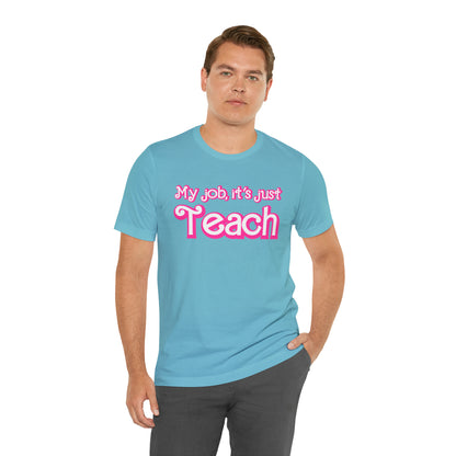 My Job is Just Teach Shirt, Pink Teacher Shirt, Trendy Teacher Shirt, Retro Back to school, Checkered Teacher Tee, Gifts For Teacher, T735