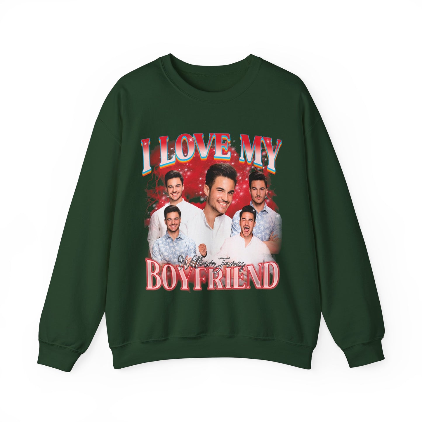 Custom I Love My Boyfriend Sweatshirt, Customized Photo Bootleg Rap Sweatshirt, Valentine Matching Couple Sweatshirt, SW1358