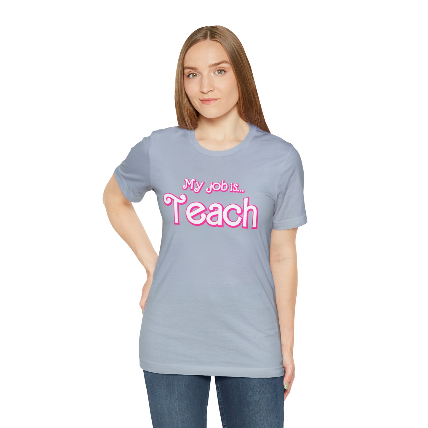 My Job is Teach Shirt, Pink Teacher Shirts, Trendy Teacher T Shirt, Retro Back to school, Teacher Appreciation, Checkered Teacher Tee, T734