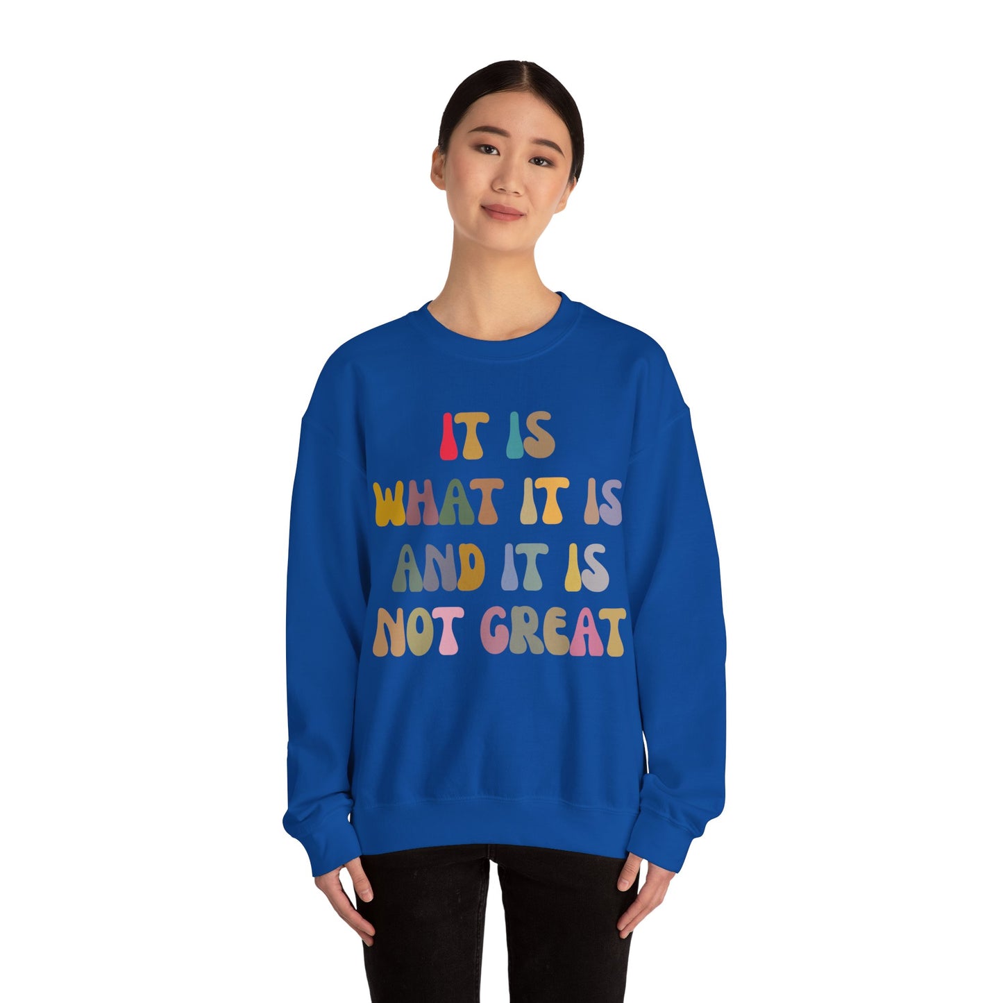 It Is What It Is And It Is Not Great Sweatshirt, Funny Quote Sweatshirt, Funny Meme Sweatshirt, Funny Mood Sweatshirt, S1513