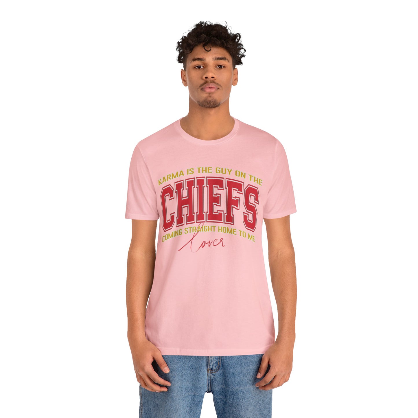 Karma Is The Guy On The Chiefs Shirt, Crewneck Game Day T shirt Football Shirt, Coming straight home Shirt, T936