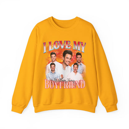 Custom I Love My Boyfriend Sweatshirt, Customized Photo Bootleg Rap Sweatshirt, Valentine Matching Couple Sweatshirt, SW1358