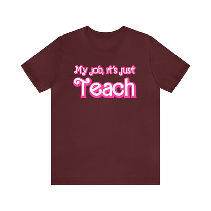 My Job is Just Teach Shirt, Pink Teacher Shirt, Trendy Teacher Shirt, Retro Back to school, Checkered Teacher Tee, Gifts For Teacher, T735