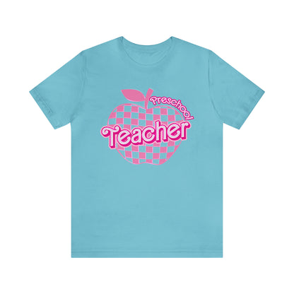 Preschool Teacher Shirt, Pink Teacher Shirts, Trendy Teacher Tshirt, Teacher Appreciation Checkered Teacher Tee, Gifts for Teachers, T798