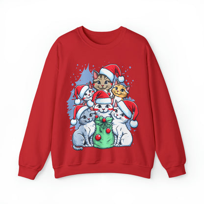 Cats Christmas Sweatshirt, Cat Lover Sweatshirt, Cat Mom Sweatshirt, Christmas Gift for Women Christmas Holiday Sweatshirt, S848