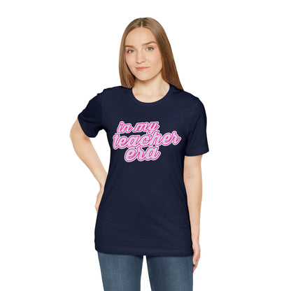 In My Teacher Era Shirt, 3D Teacher Pink Shirt, Teacher Shirts Trendy, Teacher Appreciation Checkered Teacher Tee, Gifts for Teachers, T781