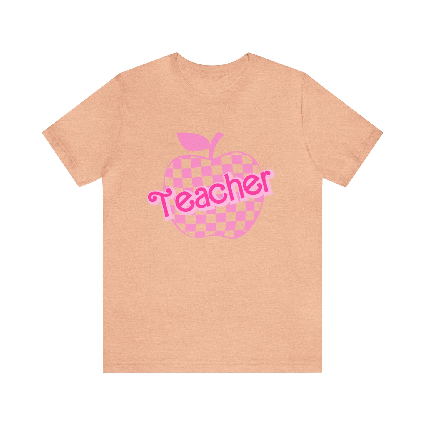 Pink Checkered Teacher Shirts, Trendy Teacher T Shirt, Retro Back to school, Teacher Appreciation, Apple Checkered Teacher Tee, T739