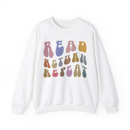 Read Return Repeat Sweatshirt for Bibliophile, Book Lovers Club Sweatshirt, Book Nerd Sweatshirt, Bookworm Gift, Librarian Sweatshirt, S1192