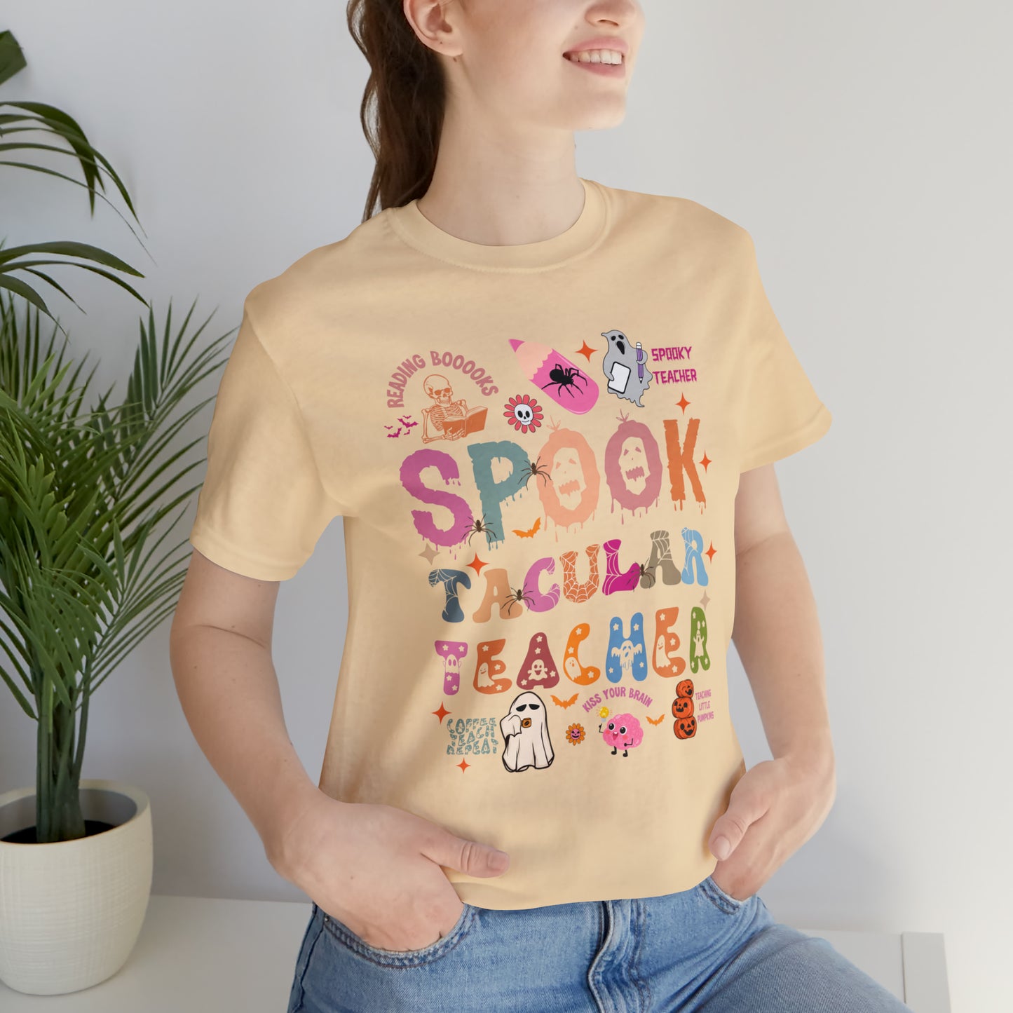 Spooktacular Teacher Shirt, Cute Ghost Teacher Halloween Shirt, Teacher Halloween Shirt, Teacher Halloween Gift, T603