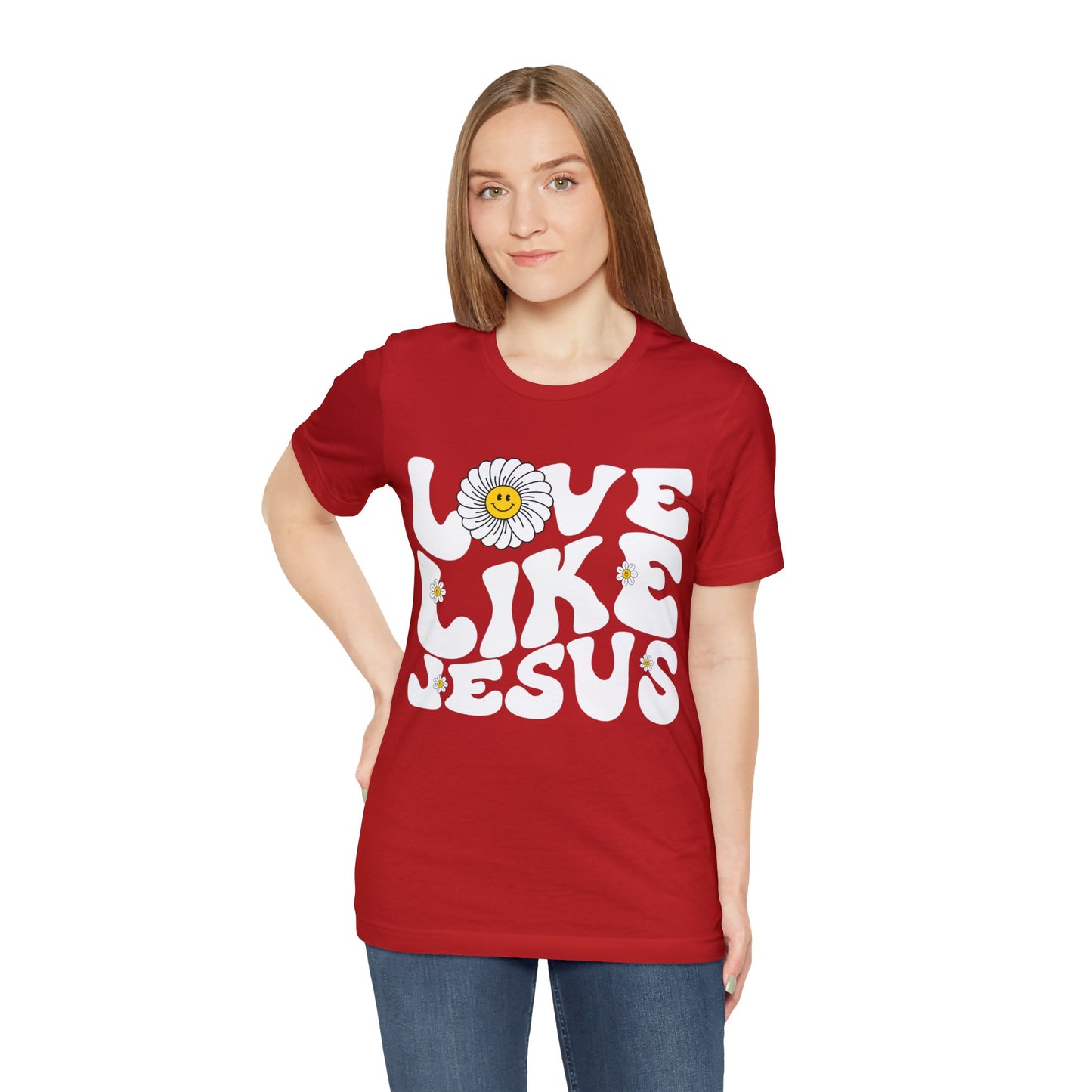 Retro Love Like Jesus Shirt, Cute Jesus Shirt, Women's Christian Clothing, Unisex Crewneck Christian Shirt, T851