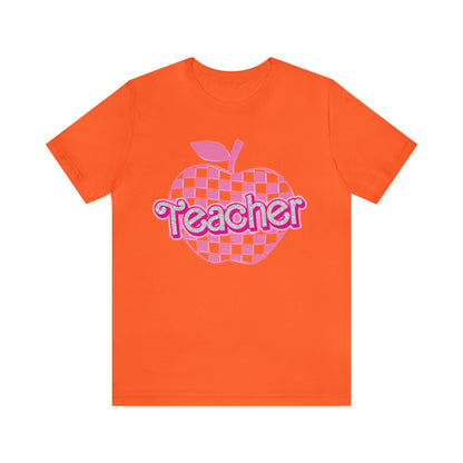 Teacher Shirt, Pink Teacher Shirts, Trendy Teacher Tshirt, Teacher Appreciation Checkered Teacher Tee, Gifts for Teachers, Teacher Era, T793