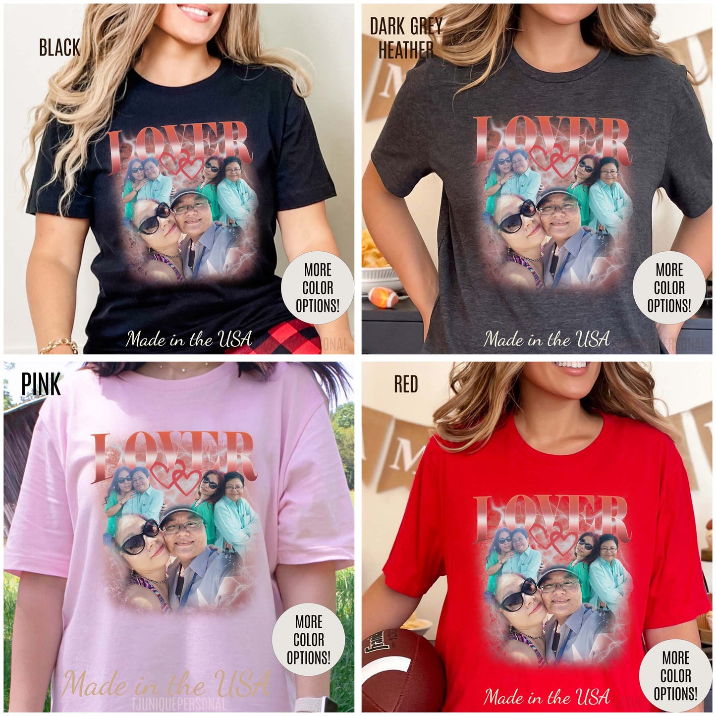 Custom Bootleg Tee for couple, Custom shirt for couple, Custom bootleg tee photo shirt for lover, couple shirt for lover, T1329