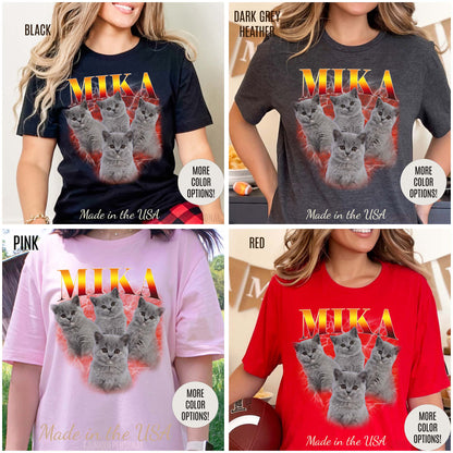 Pet Custom Vintage Shirt, Custom Bootleg Rap Tee Cat, Cat Bootleg Retro 90's Tee Gift For Her, Customize Pet Shirts, T1334