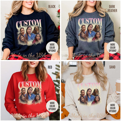 Custom Your Own Bootleg Tee, Retro Custom Bootleg Rap Tee, Custom Photo Sweatshirt, Insert Your Design Vintage Graphic 90s Sweatshirt, S1384