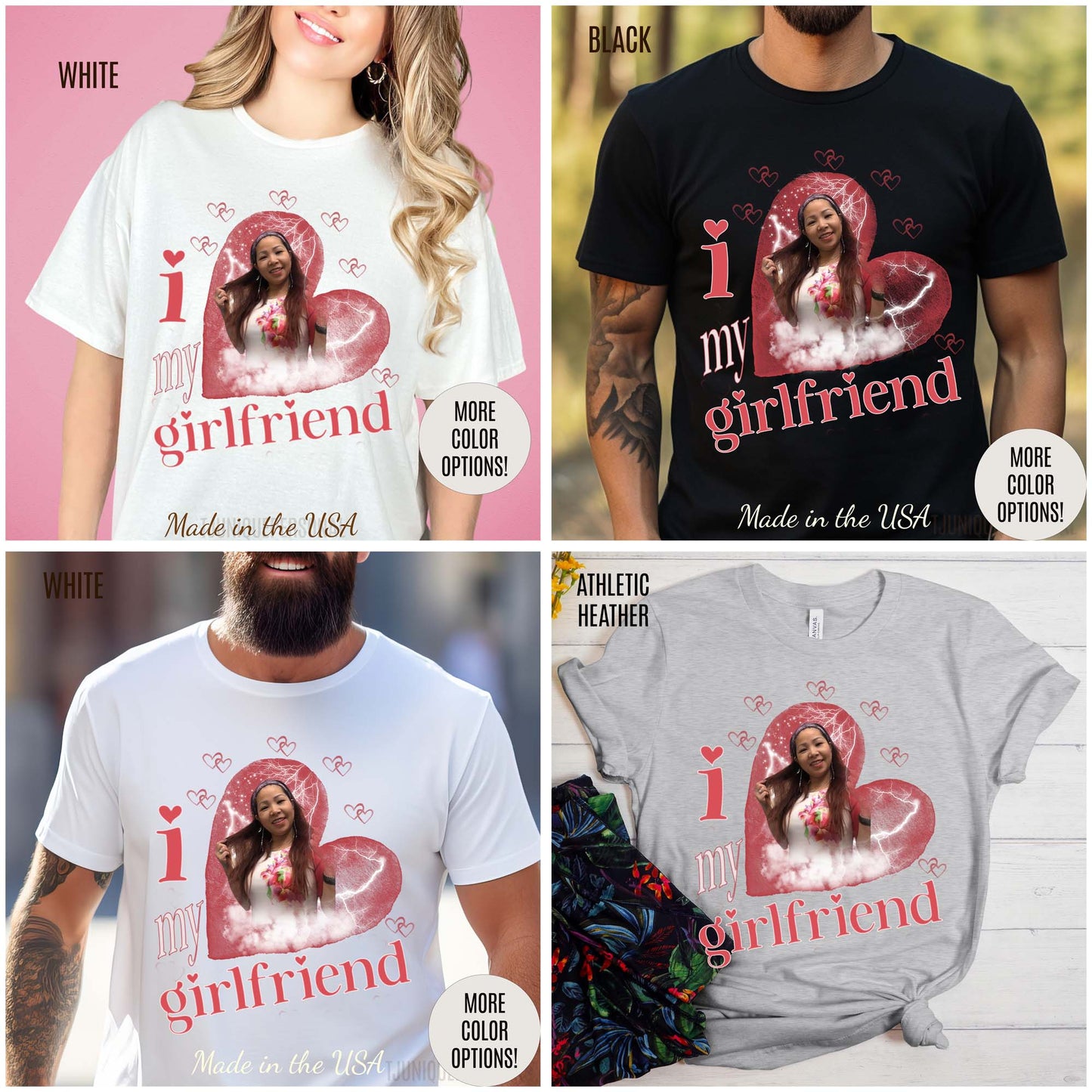 I Love My Girlfriend Shirt Custom Picture, I Love My Girlfriend Custom Photo Shirt, I Love My Girlfriend Shirt Custom Heart, T1342