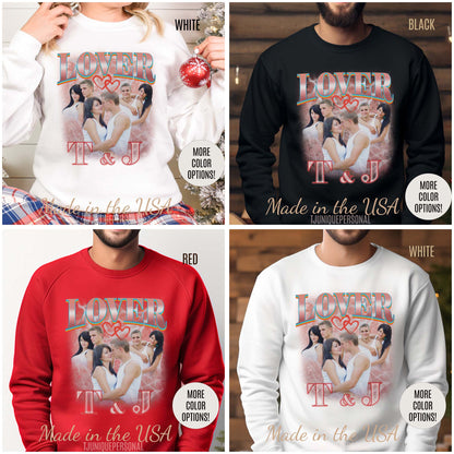 Custom Bootleg Tee for couple, Custom Sweatshirt for couple, Custom bootleg photo Sweatshirt for lover, couple Sweatshirt for lover, S1360