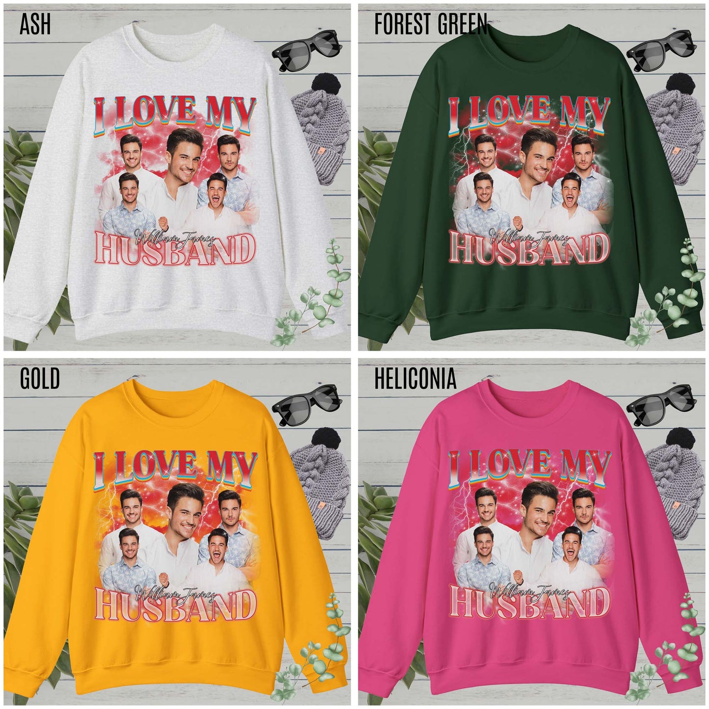 Custom I Love My Husband Sweatshirt, Customized Photo Bootleg Rap Tee, Valentine Matching Couple Sweatshirt, Custom Image Sweatshirt, SW1359