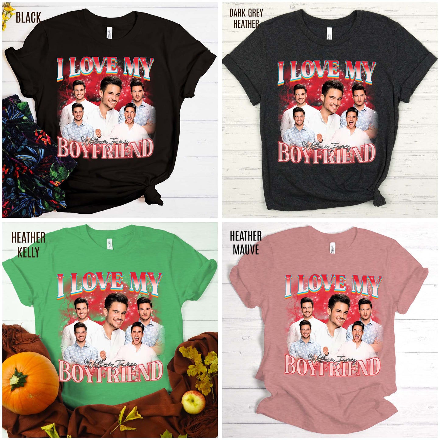 Custom bootleg rap I Love My Boyfriend Shirt, Customized Photo Bootleg Rap Tee, Valentine Matching Couple Shirt, Custom Image Shirt, T1358