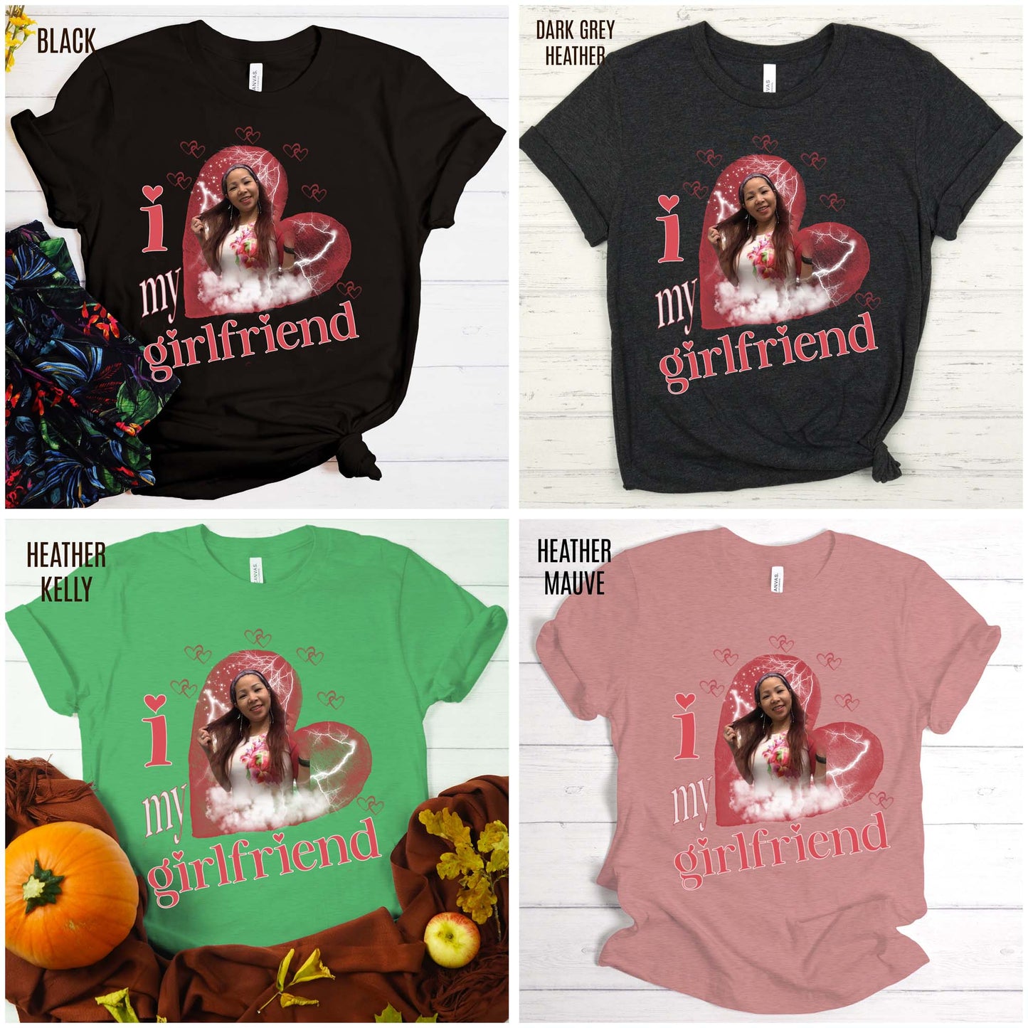 I Love My Girlfriend Shirt Custom Picture, I Love My Girlfriend Custom Photo Shirt, I Love My Girlfriend Shirt Custom Heart, T1342