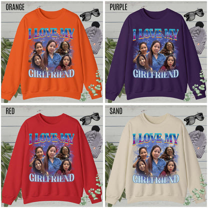 Custom Bootleg Rap Tee, I Love My Girlfriend Sweatshirt, Custom Wife Photo Sweatshirt, Vintage Graphic 90s, Valentine's Shirt Gift, SW1348