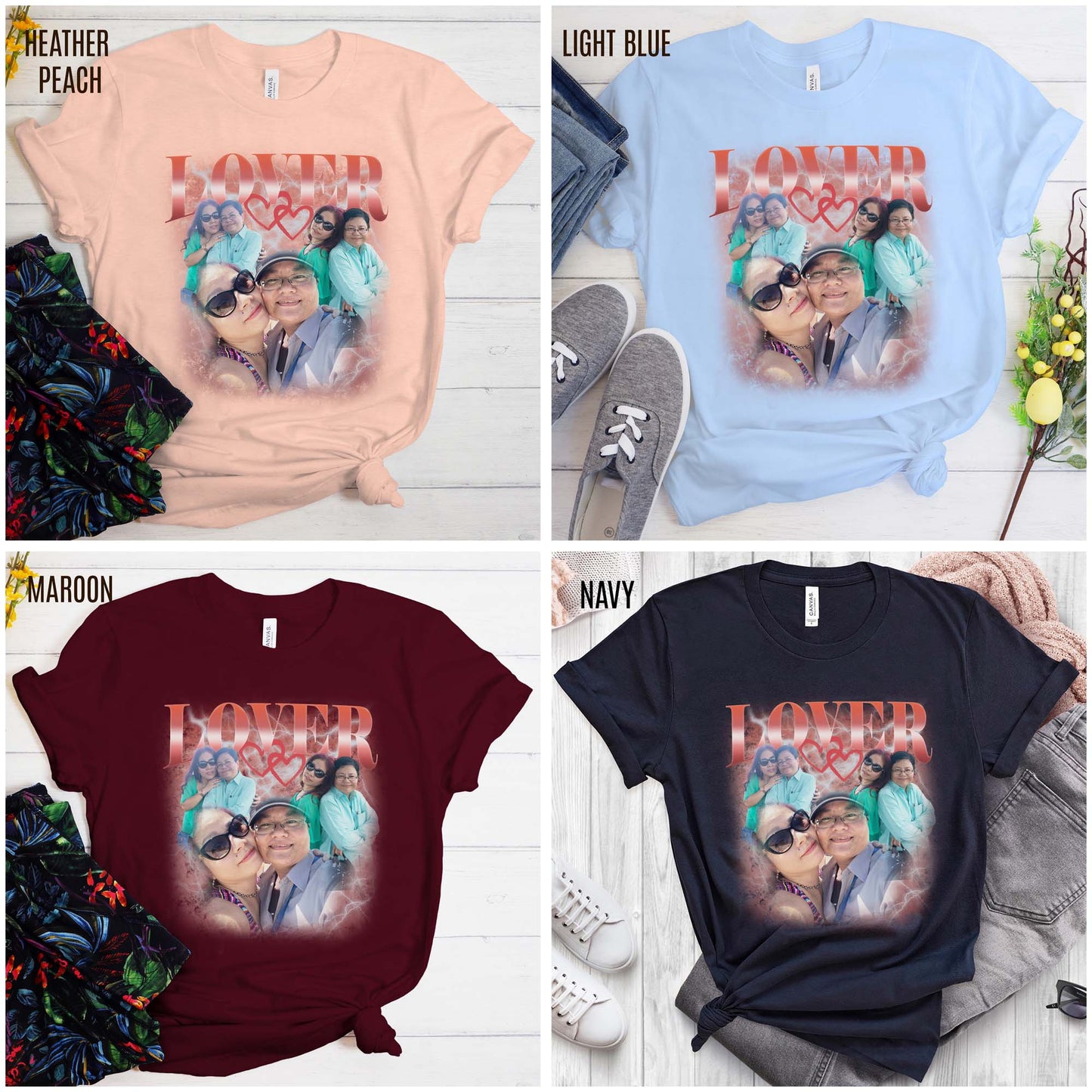 Custom Bootleg Tee for couple, Custom shirt for couple, Custom bootleg tee photo shirt for lover, couple shirt for lover, T1329