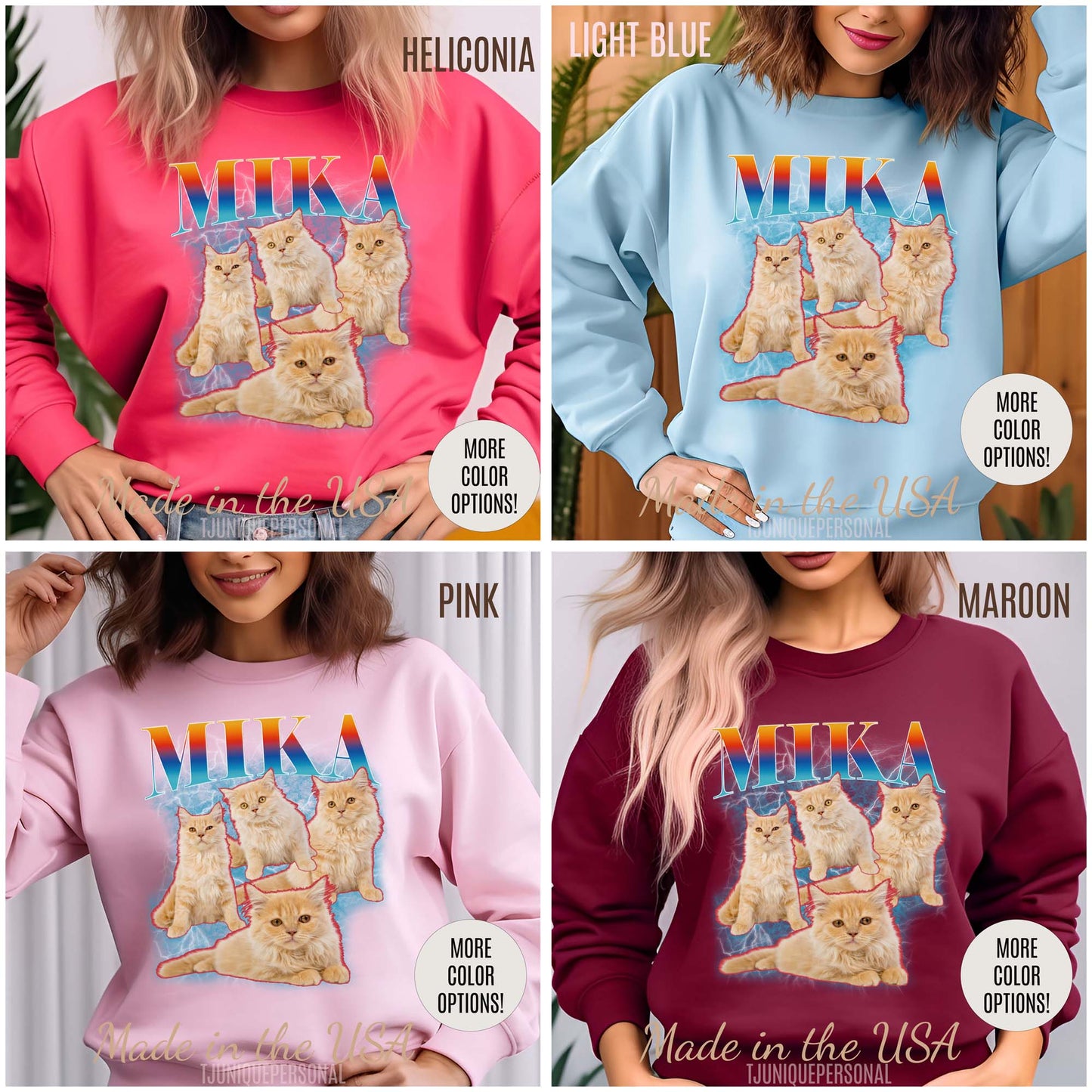 Pet Custom Vintage Sweatshirt, Custom Bootleg Rap Sweatshirt Cat Bootleg Retro 90's Sweatshirt Gift For Her Customize Pet Sweatshirt, SW1335