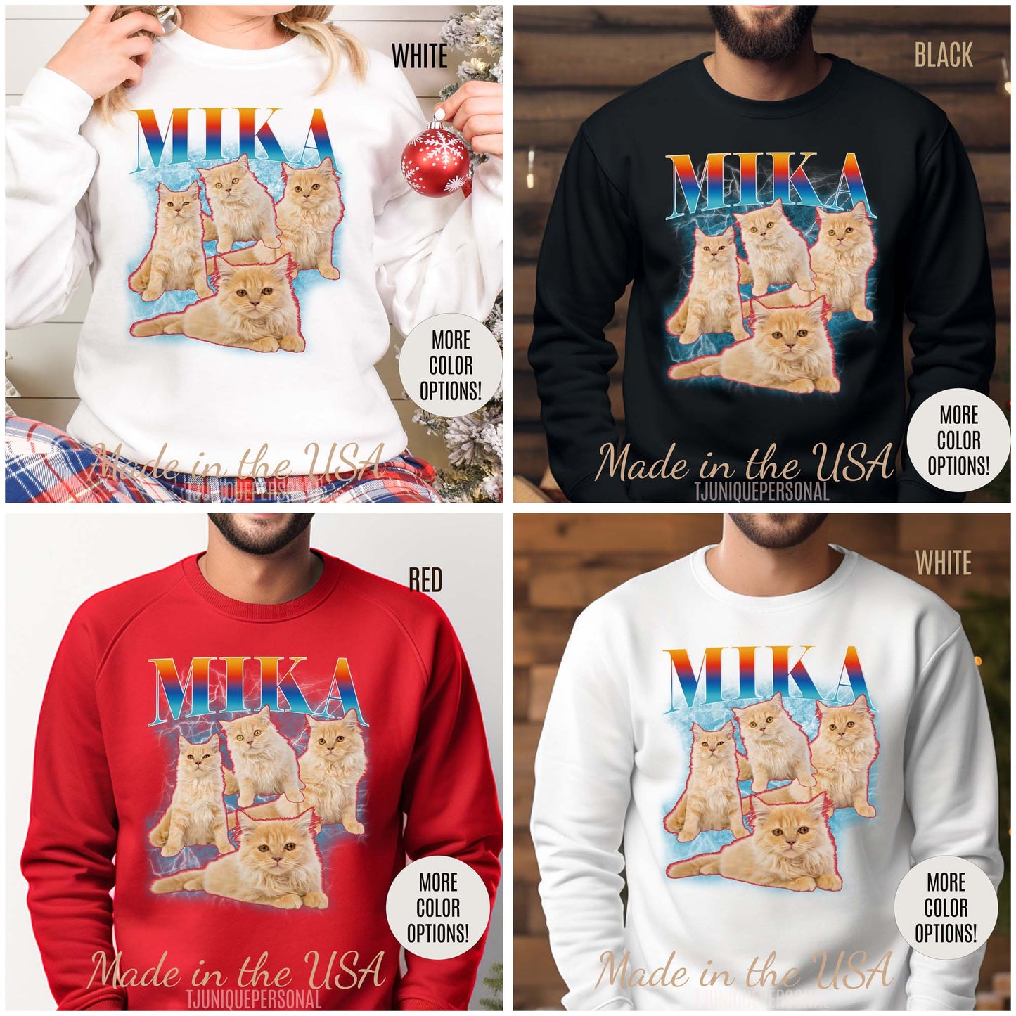 Pet Custom Vintage Sweatshirt, Custom Bootleg Rap Sweatshirt Cat Bootleg Retro 90's Sweatshirt Gift For Her, Customize Pet Sweatshirt, S1335