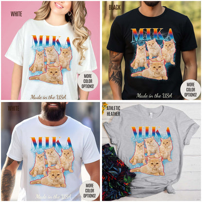 Pet Custom Vintage Shirt, Custom Bootleg Rap Tee Cat, Cat Bootleg Retro 90's Tee Gift For Her, Customize Pet Shirts, T1335