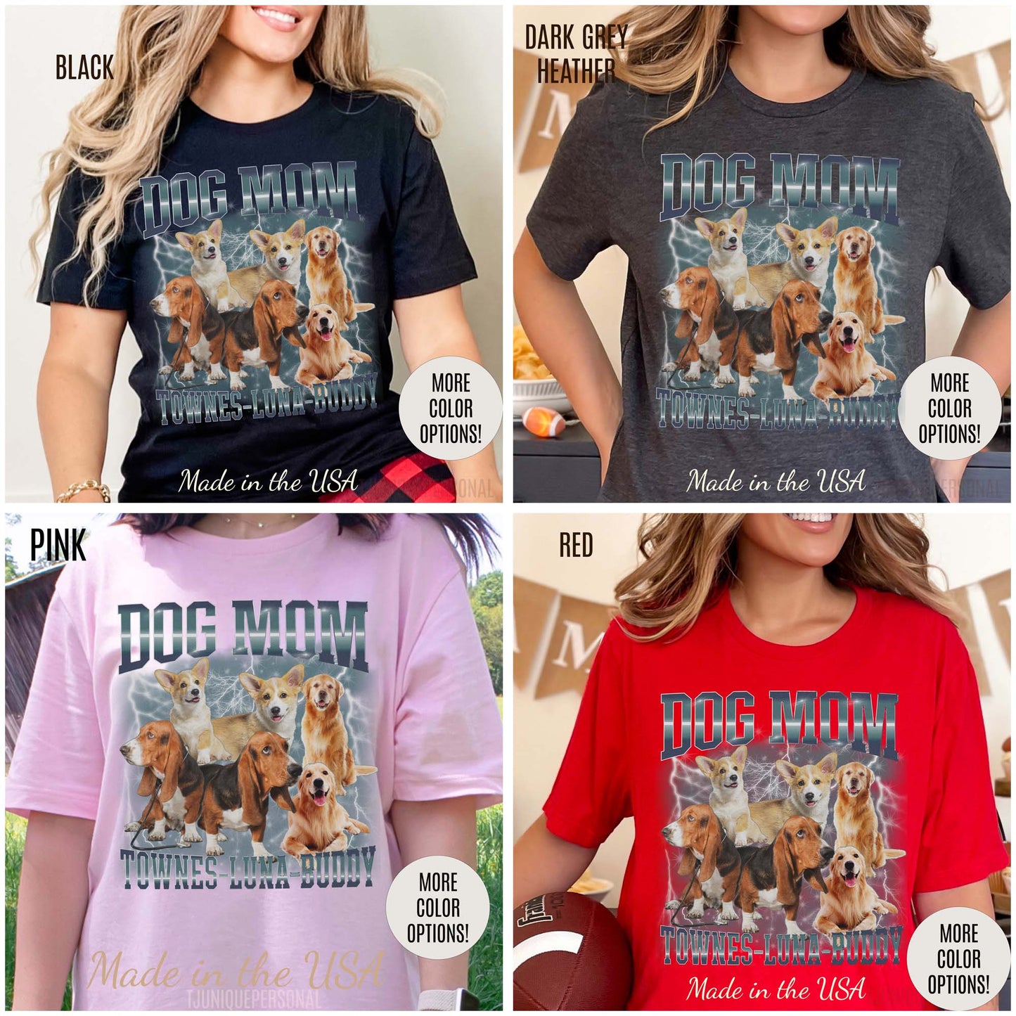 Custom Retro Dog Bootleg Shirt, Dog Mom Shirt, Dog Bootleg Retro 90's Tee, Custom Pet Photo, Custom Pet Portrait, Pet Lovers Gift, T1431