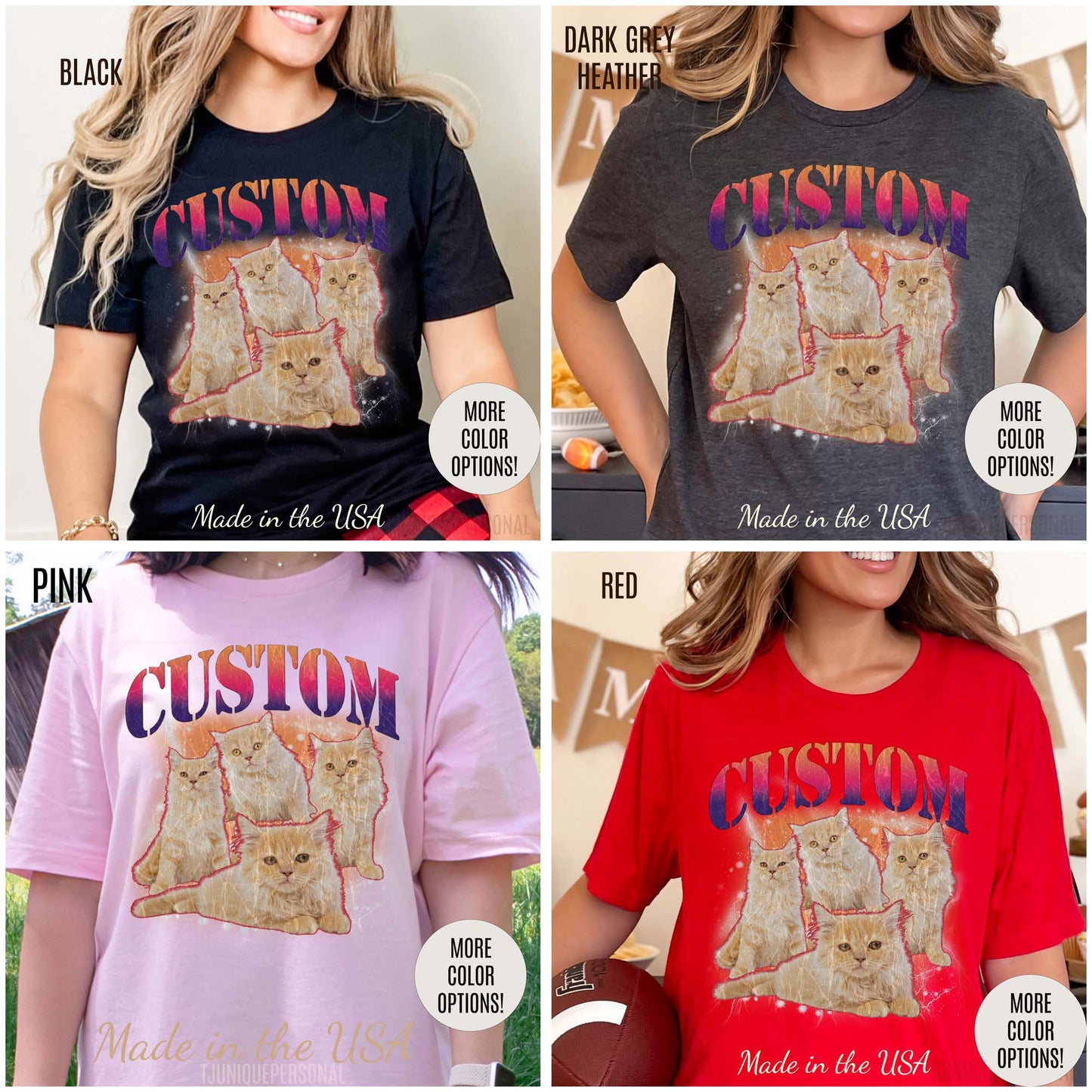 Retro Custom Cat Bootleg Tee, Custom Cat Shirt, Custom Cat Lover Gift, Custom dog portrait, Vintage Funny Cat Shirt, Bootleg Shirt, T1394