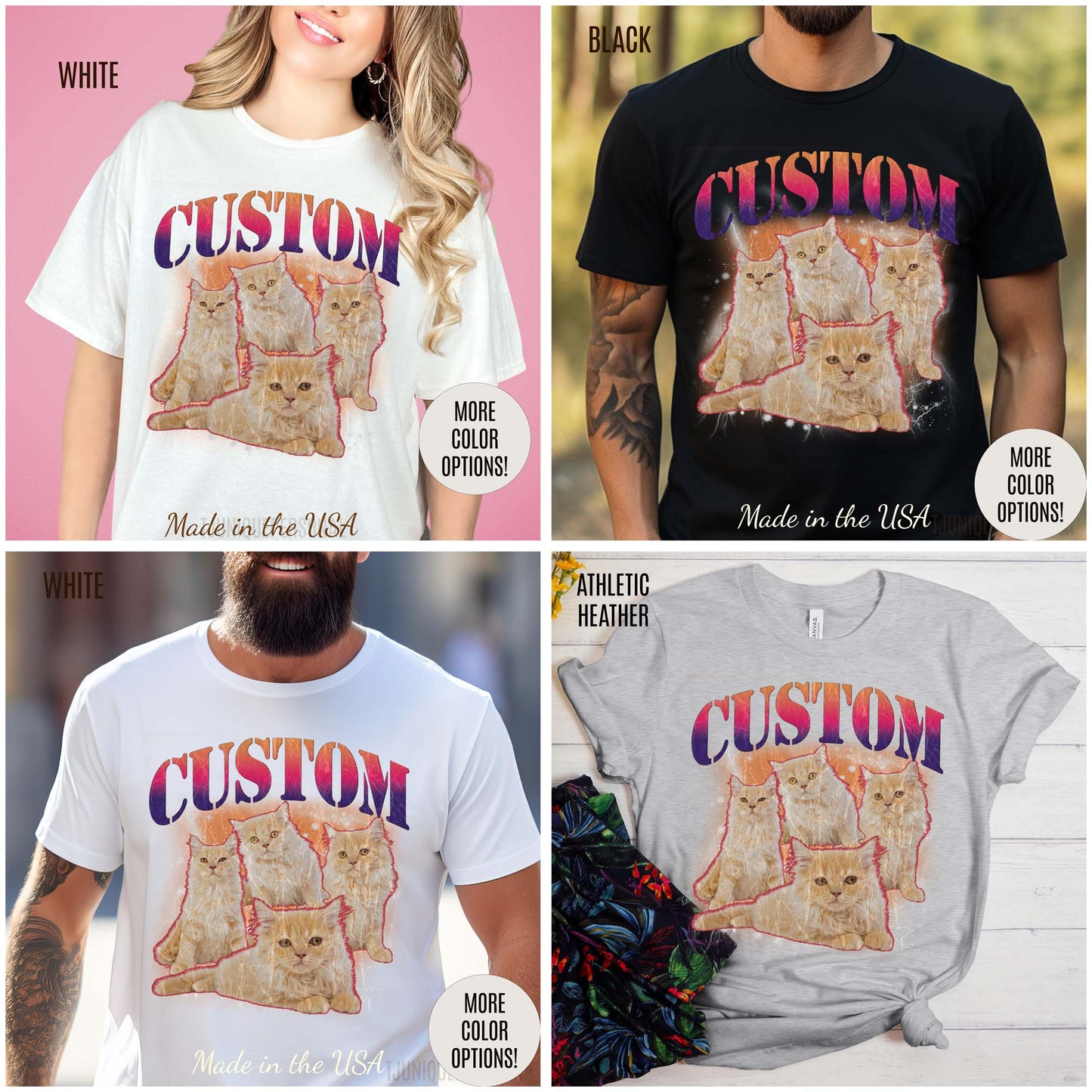 Retro Custom Cat Bootleg Tee, Custom Cat Shirt, Custom Cat Lover Gift, Custom dog portrait, Vintage Funny Cat Shirt, Bootleg Shirt, T1394