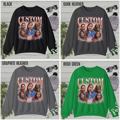 Custom Your Own Bootleg Tee, Retro Custom Bootleg Rap Tee, Custom Photo Sweatshirt, Insert Your Design Vintage Graphic 90s Sweatshirt, S1389