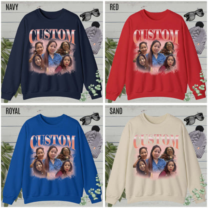 Custom Your Own Bootleg Tee, Retro Custom Bootleg Rap Tee, Custom Photo Sweatshirt, Insert Your Design Vintage Graphic 90s Sweatshirt, S1389