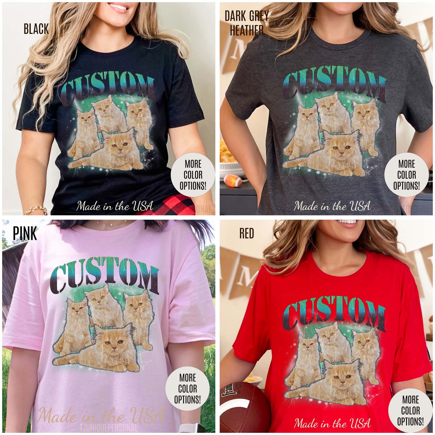 Retro Custom Cat Bootleg Tee, Custom Cat Shirt, Custom Cat Lover Gift, Custom dog portrait, Vintage Funny Cat Shirt, Bootleg Shirt, T1395